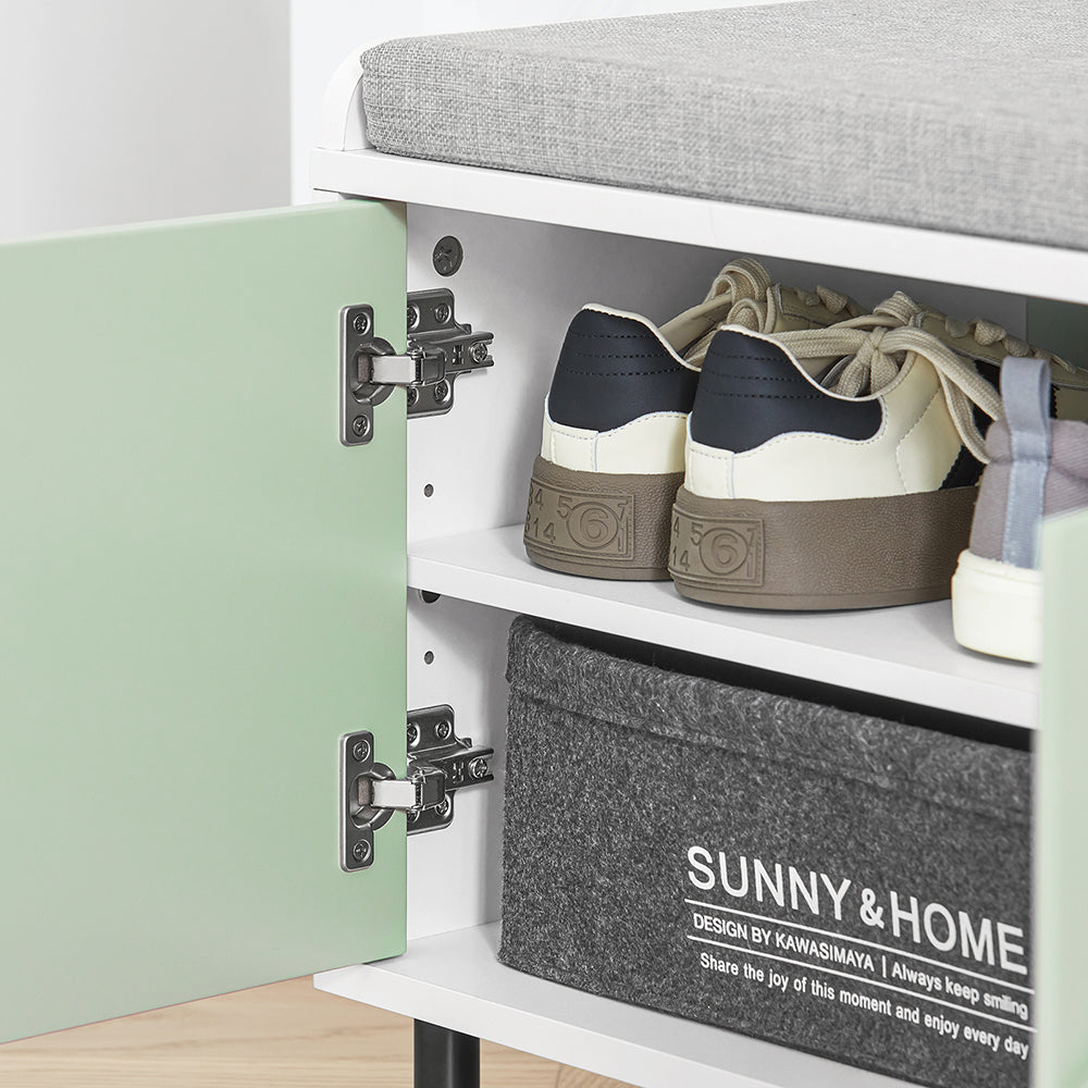 SoBuy FSR158-GR Banc de Rangement, Banc à Chaussures, Meuble Chaussures, Meuble Bas Entrée sur Pieds en métal avec coussin rembourré