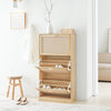 SoBuy FSR159-N Armoire à Chaussures 3 Abattants, Rangement pour Entrée Couloir – 60x24x118 cm, Naturel