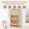SoBuy FSR159-N Dulap de Pantofi cu 3 Uși Rabattabile, Organizator pentru Intrare Coridor – 60x24x118 cm, Natur