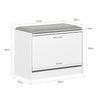 SoBuy FSR16-HG Banc de pantofi cu 1 compartiment rabatabil și pernă căptușită, Ladă de depozitare pentru hol – 60x30x46 cm, Gri