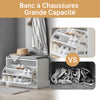 SoBuy FSR16-HG Banc de pantofi cu 1 compartiment rabatabil și pernă căptușită, Ladă de depozitare pentru hol – 60x30x46 cm, Gri