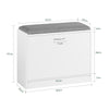 SoBuy FSR16-K-W Banc pentru Pantofi cu 1 Ușă Basculantă și Pernă Tapițată, Cufăr de Depozitare Subțire 24cm pentru Intrare – 60x24x47 cm, Alb