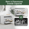 SoBuy FSR16-W Banc pentru încălțăminte cu 1 Clapetă și Pernă Tapițată, Cufăr de Depozitare pentru Intrare – 60x30x48 cm, Alb