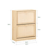 SoBuy Lot FSR163-N + FSR160-N – Ensemble Meubles à Chaussures Couleur Naturelle, Banc avec Coussin + Armoire 2 Abattants, Rangement Entrée 2 Pièces