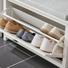 SoBuy Scarpiera cu 1 ușă și 2 rafturi încălțăminte cu depozitare a suportului suportului de intrare a băncii cu pernă albă 80x29x50cm FSR161-W