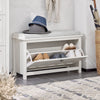 SoBuy Scarpiera cu 1 ușă și 2 rafturi încălțăminte cu depozitare a suportului suportului de intrare a băncii cu pernă albă 80x29x50cm FSR161-W