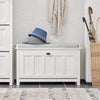 SoBuy Scarpiera cu 1 ușă și 2 rafturi încălțăminte cu depozitare a suportului suportului de intrare a băncii cu pernă albă 80x29x50cm FSR161-W