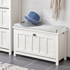 SoBuy Scarpiera cu 1 ușă și 2 rafturi încălțăminte cu depozitare a suportului suportului de intrare a băncii cu pernă albă 80x29x50cm FSR161-W