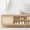 SoBuy Băncă de încălțăminte de intrare cu 2 uși glisante naturale 120x35.2x49cm FSR163-N