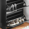 SoBuy Scarpiera cu 3 Limelare și 6 rafturi pantofi cu suport pentru suport pentru compartiment suplimentar economisind negru 61x26x120cm FSR165-H-shch