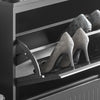 SoBuy Eșarfă cu 2 clapete și 4 rafturi Scarpper cu un compartiment suplimentar spațiu negru rulant 61x26x81cm FSR165-K-BH