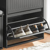 SoBuy Eșarfă cu 2 clapete și 4 rafturi Scarpper cu un compartiment suplimentar spațiu negru rulant 61x26x81cm FSR165-K-BH