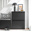 SoBuy Eșarfă cu 2 clapete și 4 rafturi Scarpper cu un compartiment suplimentar spațiu negru rulant 61x26x81cm FSR165-K-BH