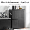 SoBuy FSR165-K-SCH Dulap de Pantofi cu Uși Rabatabile pe 2 Nivele – Organizare Discretă pentru Hol – 61x26x81 cm Negru