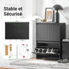 SoBuy FSR165-K-SCH Dulap de Pantofi cu Uși Rabatabile pe 2 Nivele – Organizare Discretă pentru Hol – 61x26x81 cm Negru