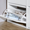 SoBuy Eșarfă cu 2 lumini și 4 pantofi rafturi cu compartiment suplimentar economisire alb-economisire albă 61x26x81cm FSR165-K-W