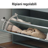 SoBuy Scarpiera cu 2 reflectoare și 1 sertar de încălțăminte cu suport pentru compartiment suplimentar căruță de economisire a spațiului gri 61x26x100cm FSR165-HG