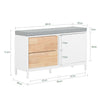 SoBuy FSR167-WN Banc à Chaussures, Banc de Rangement avec Coussin rembourré, Meuble Bas Entrée sur Pieds avec 1 Porte et 2 Tiroirs