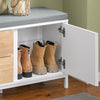 SoBuy FSR167-WN Banc à Chaussures, Banc de Rangement avec Coussin rembourré, Meuble Bas Entrée sur Pieds avec 1 Porte et 2 Tiroirs