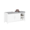 SoBuy FSR168-W Banc de Pantofi Banc de Depozitare Mobilier de Hol Dulap de Pantofi, 2 Uși Pernă Căptușită