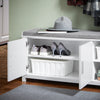 SoBuy FSR168-W Banc de Pantofi Banc de Depozitare Mobilier de Hol Dulap de Pantofi, 2 Uși Pernă Căptușită