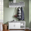 SoBuy FSR168-W Banc de Pantofi Banc de Depozitare Mobilier de Hol Dulap de Pantofi, 2 Uși Pernă Căptușită