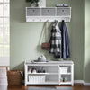 SoBuy FSR168-W Banc de Pantofi Banc de Depozitare Mobilier de Hol Dulap de Pantofi, 2 Uși Pernă Căptușită