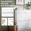 SoBuy FSR169-W Pantofar cu Uși Rabtabile Ultra-Slim 19cm – Depozitare Discretă Economie de Spațiu – 98x19x95 cm Alb