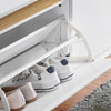 SoBuy FSR171-W Banc pentru Pantofi 104cm – 2 Rabatabile, Compartiment Superior, 240kg, MDF E1 – Alb și Lemn
