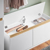 SoBuy FSR171-W Banc pentru Pantofi 104cm – 2 Rabatabile, Compartiment Superior, 240kg, MDF E1 – Alb și Lemn