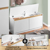 SoBuy FSR171-W Banc pentru Pantofi 104cm – 2 Rabatabile, Compartiment Superior, 240kg, MDF E1 – Alb și Lemn