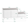 SoBuy FSR172-W Banc pentru Pantofi pentru Copii cu 2 Perne Căptușite, 2 Uși și 1 Sertar, Sarcină 181 kg pentru Hol – 100x35x42 cm, Alb