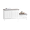 SoBuy FSR172-W Banc pentru Pantofi pentru Copii cu 2 Perne Căptușite, 2 Uși și 1 Sertar, Sarcină 181 kg pentru Hol – 100x35x42 cm, Alb