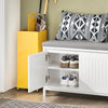 SoBuy FSR172-W Banc pentru Pantofi pentru Copii cu 2 Perne Căptușite, 2 Uși și 1 Sertar, Sarcină 181 kg pentru Hol – 100x35x42 cm, Alb