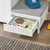 SoBuy FSR172-W Banc pentru Pantofi pentru Copii cu 2 Perne Căptușite, 2 Uși și 1 Sertar, Sarcină 181 kg pentru Hol – 100x35x42 cm, Alb
