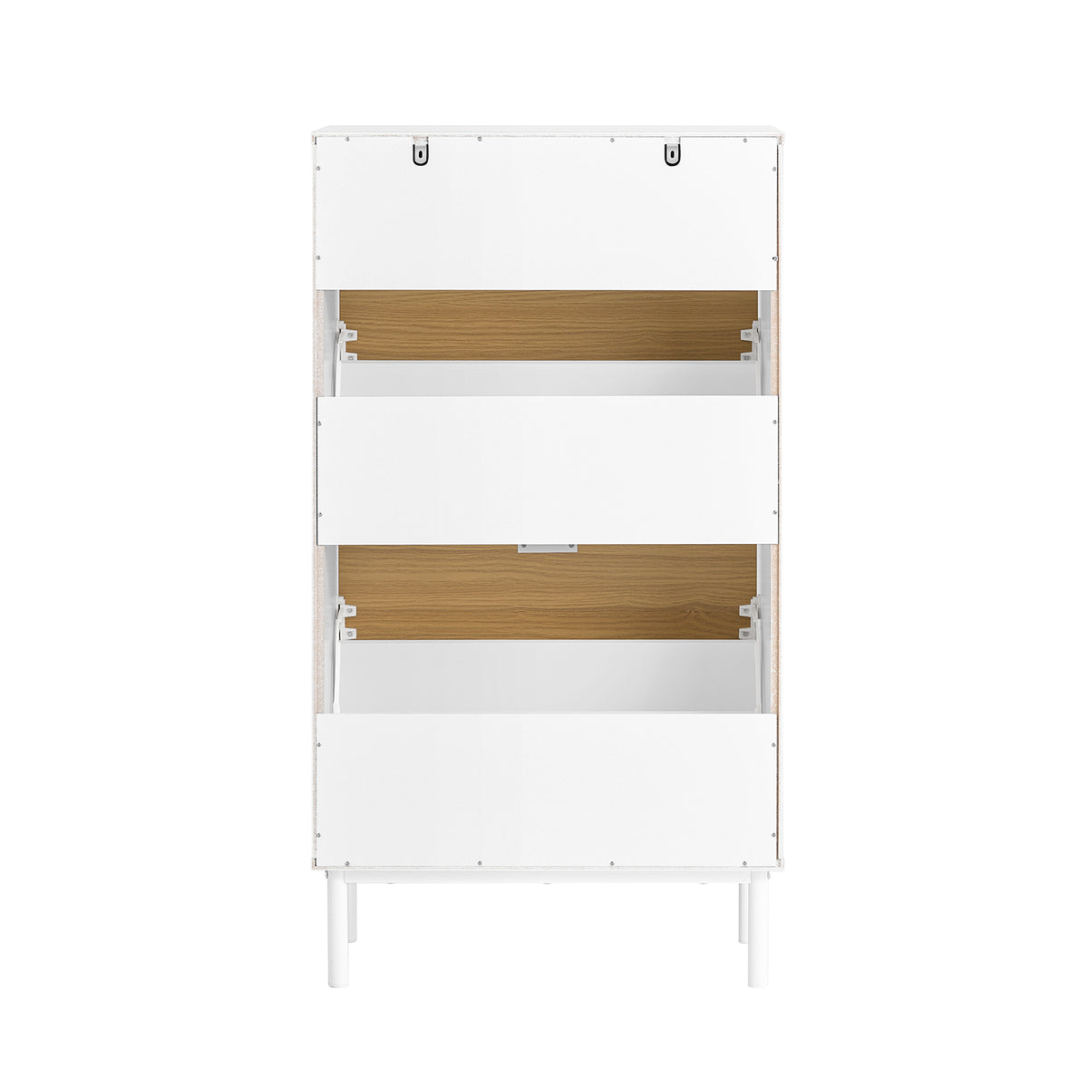 SoBuy FSR174-WN Armoire à Chaussures 2 Abattants et 1 Tiroir, Rangement pour Entrée Couloir – 60x35x110 cm, Blanc et Naturel