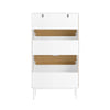 SoBuy FSR174-WN Dulap de pantofi cu 2 compartimente rabatabile și 1 sertar, Organizator pentru holul de la intrare – 60x35x110 cm, Alb și Natural