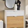 SoBuy FSR174-WN Dulap de pantofi cu 2 compartimente rabatabile și 1 sertar, Organizator pentru holul de la intrare – 60x35x110 cm, Alb și Natural