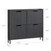 SoBuy FSR177-L-SCH Dulap de Pantofi cu 4 Uși Rabatabile Ultra-Subțire 19cm, Depozitare 8-12 Perechi pentru Intrare – 100x19x91 cm, Negru