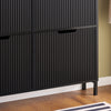 SoBuy FSR177-L-SCH Dulap de Pantofi cu 4 Uși Rabatabile Ultra-Subțire 19cm, Depozitare 8-12 Perechi pentru Intrare – 100x19x91 cm, Negru