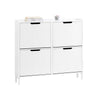 SoBuy FSR177-L-W Dulap de pantofi cu 4 uși rabatabile, ultra-subțire 19cm, Depozitare 8-12 perechi pentru hol – 100x19x91 cm, Alb