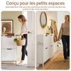 SoBuy FSR177-L-W Dulap de pantofi cu 4 uși rabatabile, ultra-subțire 19cm, Depozitare 8-12 perechi pentru hol – 100x19x91 cm, Alb