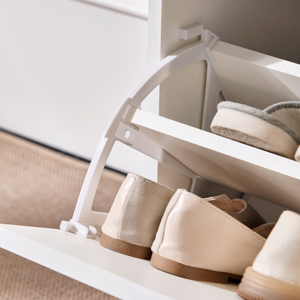 SoBuy FSR180-W Armoire à Chaussures 2 Abattants et 1 Tiroir, Meuble d'Entrée pour Couloir – 60x30x90 cm, Blanc