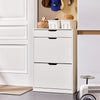 SoBuy FSR180-W Dulap de pantofi cu 2 compartimente rabatabile și 1 sertar, Mobilier de intrare pentru hol – 60x30x90 cm, Alb
