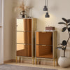SoBuy FSR181-H-G Meuble à Chaussures Design Élégant avec Miroir – Déco Entrée Moderne – 55x24x124 cm Doré