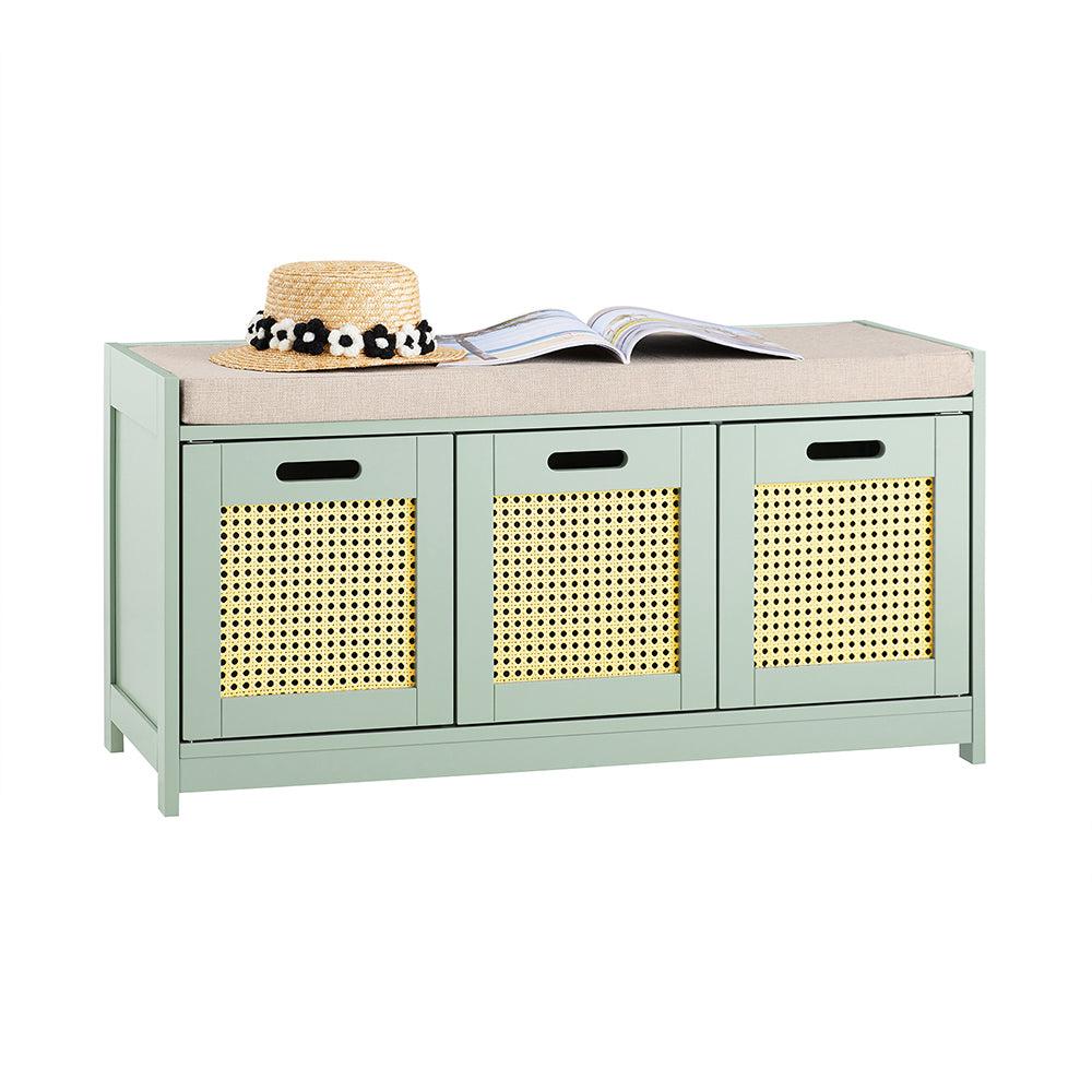 SoBuy FSR182-GR Banc à Chaussures Entrée – Rangement Chaussures avec Coussin Confortable, 2 Portes et Tiroir, Banc d’Entrée p