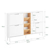 SoBuy FSR183-WN Dulap de pantofi cu 4 uși rabatabile și 3 compartimente deschise, Ultra-subțire 19cm pentru hol – 126x19x85 cm, Alb și Natur