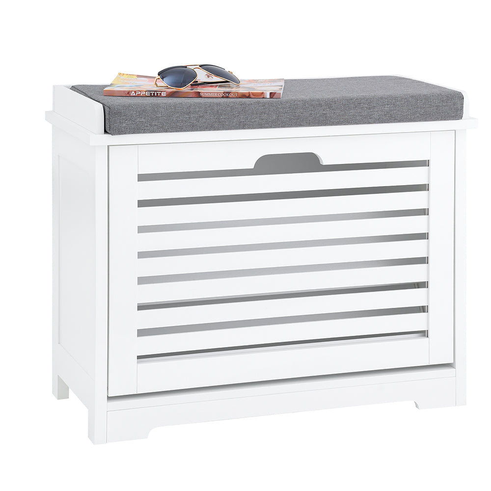 SoBuy FSR184-K-W Banc Chaussures, Rangement pour Chaussures, Armoire à Chaussures, Meuble d'entrée, Coffre avec 1 Abattant et