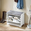 SoBuy FSR184-K-W Banc pentru Pantofi, Dulap Pantofi, Comodă Pantofi, Mobilier de Hol, Ladă cu 1 Rabat și 1 Pernă