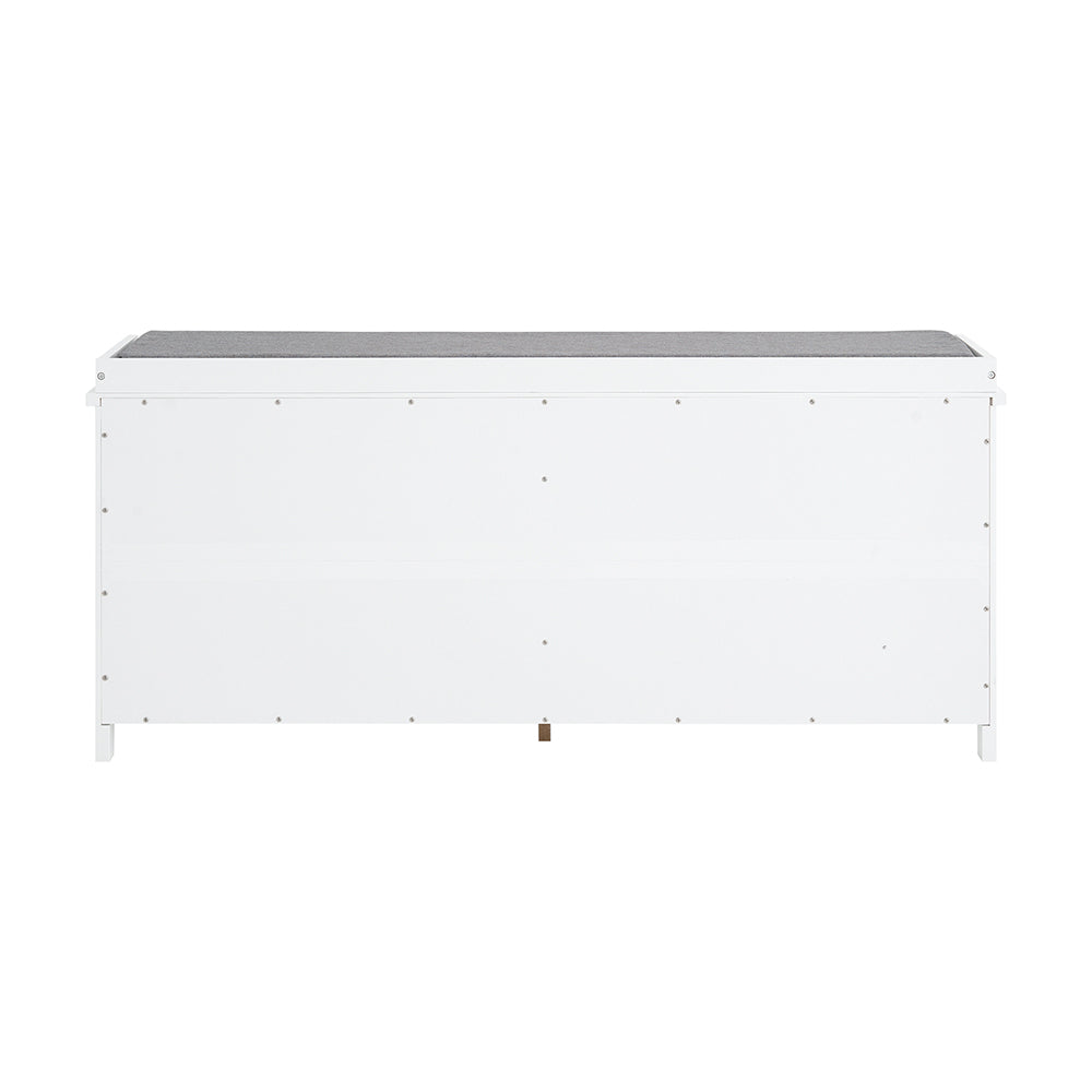 SoBuy FSR184-W Banc pentru Pantofi, Organizator de Pantofi, Dulap Pantofi, Mobilier de Intrare, Bancă cu 2 Sertare Rabatabile și 1 Pernă, pentru Intrare, Hol, Dormitor și Living, Alb, L110xD29xH49 cm